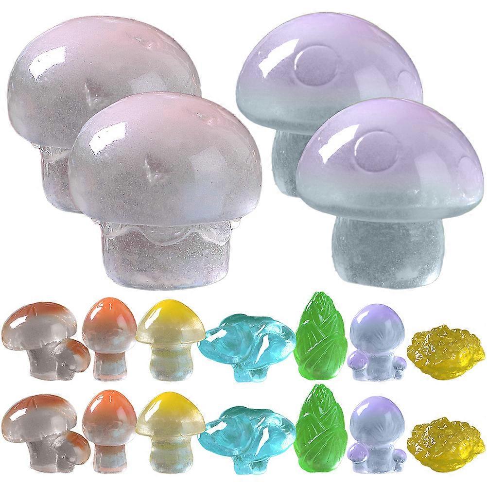 Simulation Mushroom Figurines Resin Party In Statue Glow For Assorted Color Miniature Figurines 18Pcs