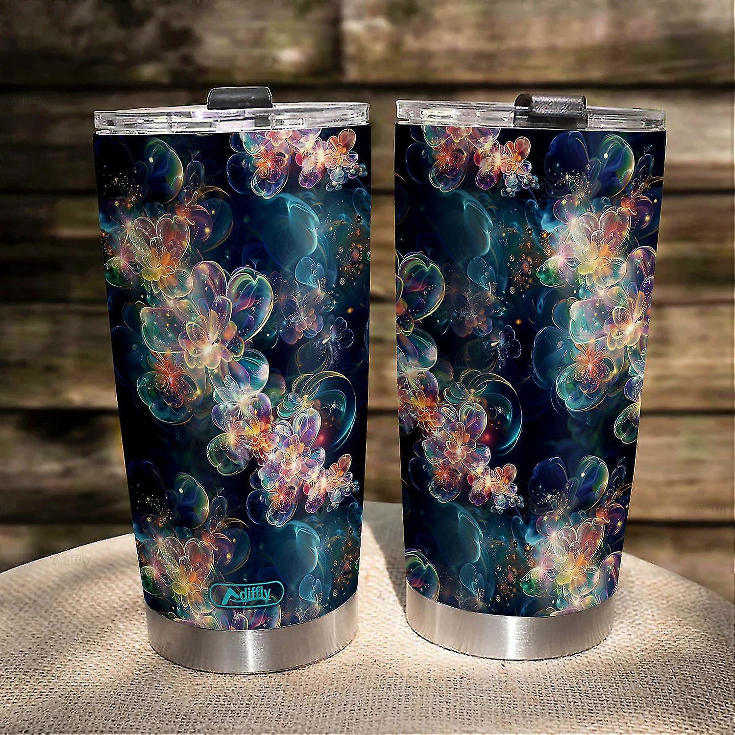 20oz Stainless Steel Tumbler with Bubble Flower Print Double Wall Travel Coffee Cup������ijƷ��