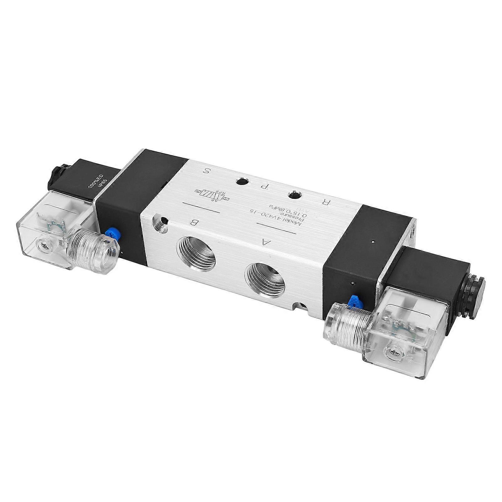 Pneumatic Solenoid Air Valve 3 Position 5 Way Connection Type Electromagnetic Electrical Control Valve DC12V 