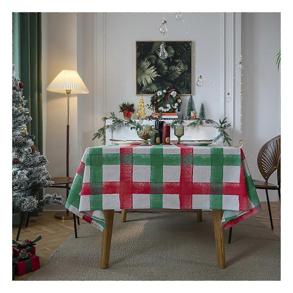 Christmas Tablecloth with Red Snowflake Print, Home Decoration, Christmas Tablecloth for Rectangular Tables (Color: E, Size: Round 150) Round 150 E