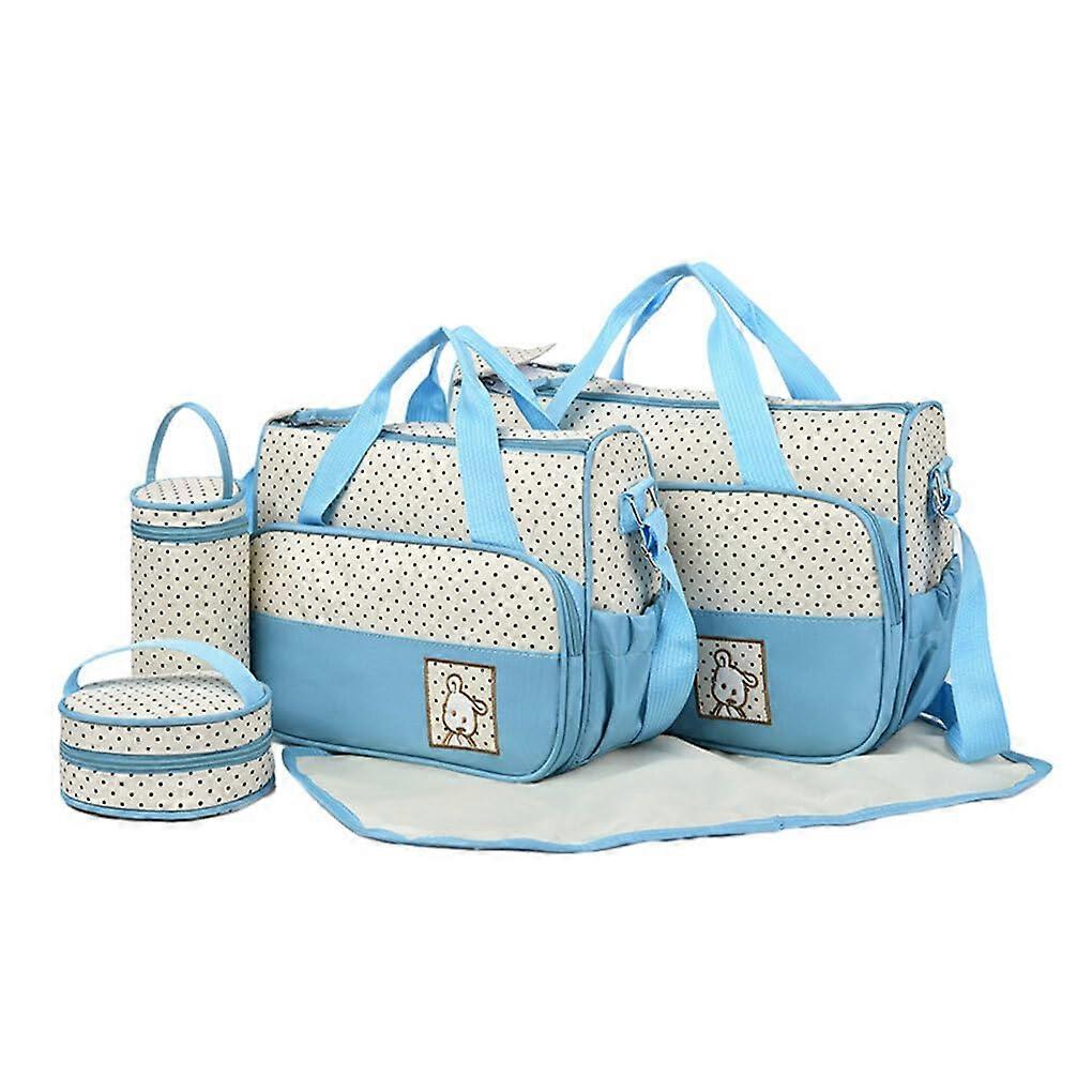 Lightweight Mummy Pram, Waterproof Large Capacity Nappy Changing Bag Set, Durable Polyester, Lake Blue Color