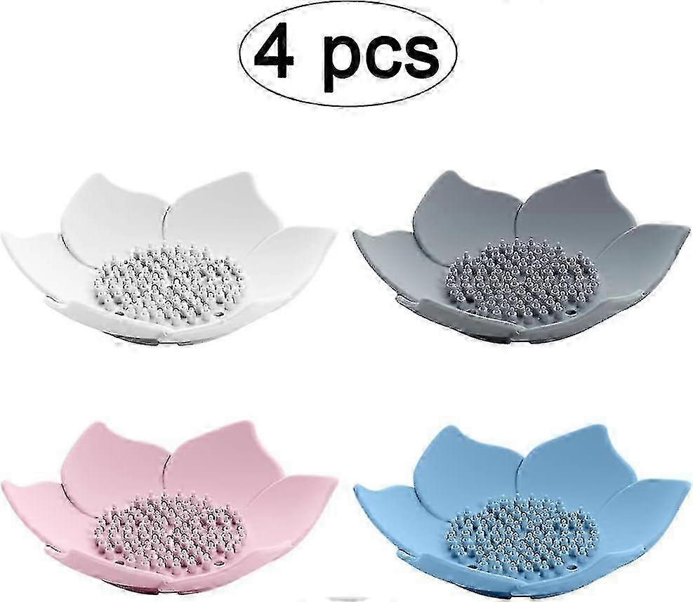 4 Pieces Self-draining Soap Dishes with Drain Board, Travel Soap Box for Shower, Keeps Soap Dry and Clean