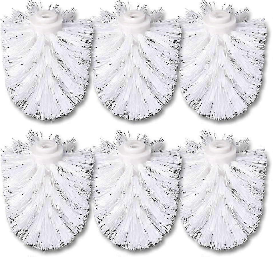 6 Pack Replacement White Toilet Brush Heads Individually Replaceable Spare Brushes