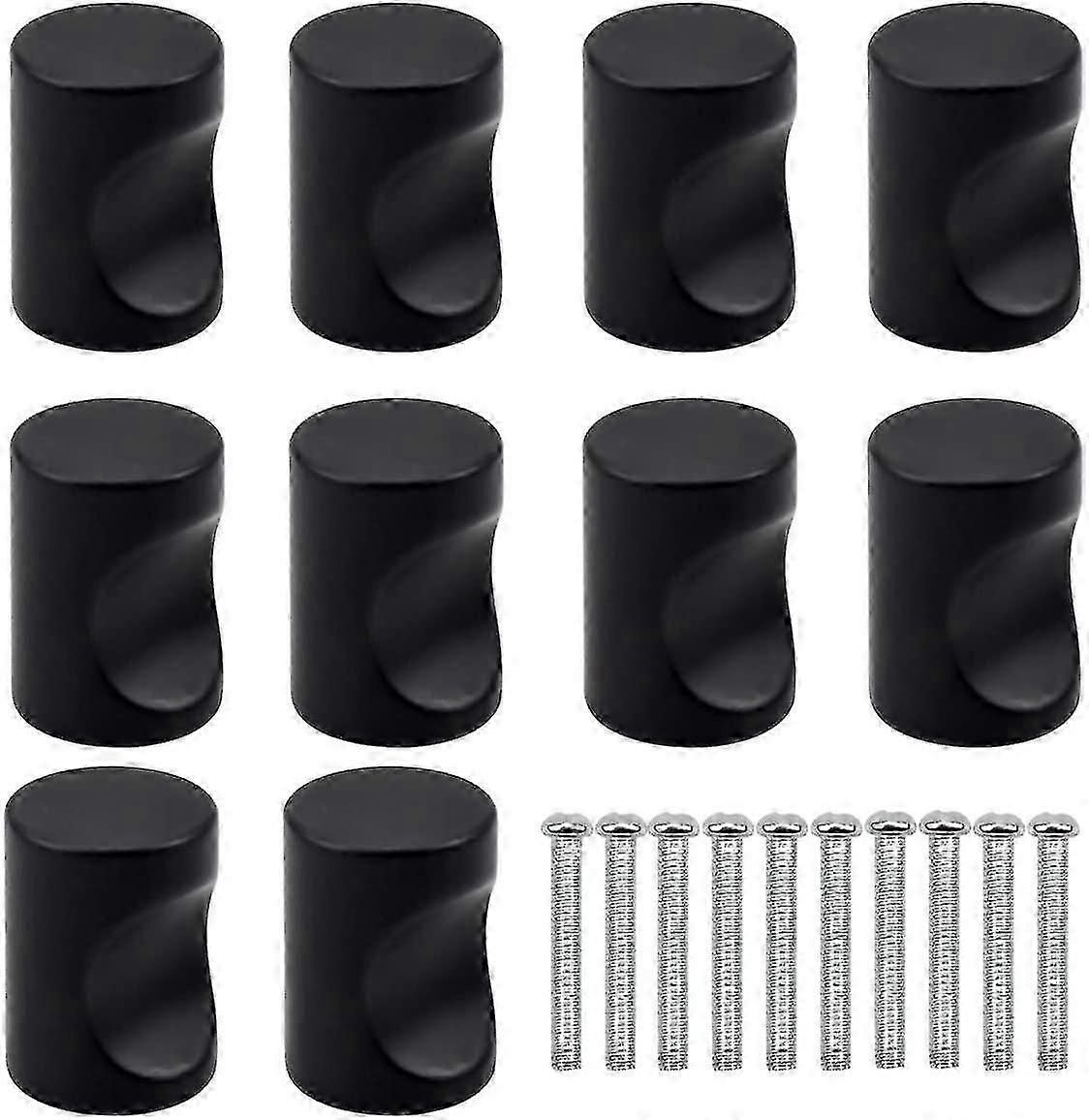 Pack de 10 poignées de porte de tiroir noires, poignées de tiroir à trou rond unique