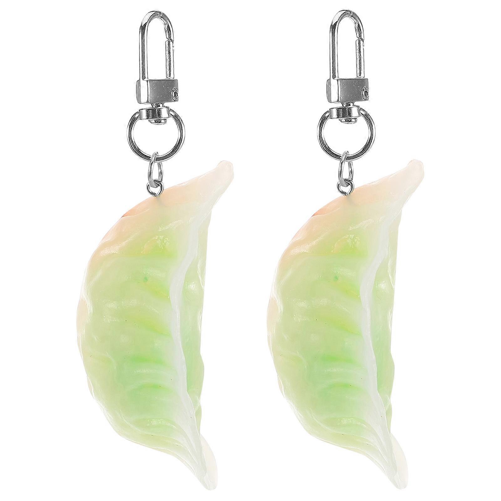Realistic Dumpling Keychain Pendant 2PCS Simulation Food Accessory for Bags & Backpacks, Lightweight Keyring for Adults, Unique