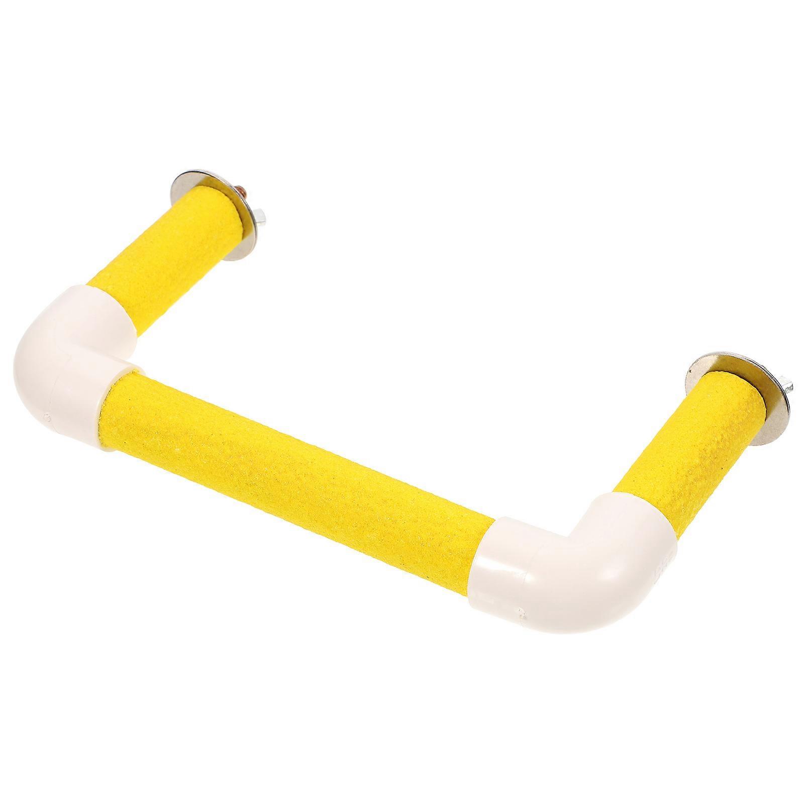 Parrot Perch for Cage Bird Perch Stand Toy PVC Quartz Sand U-Shaped Near Food and Water Dishes 1 Set