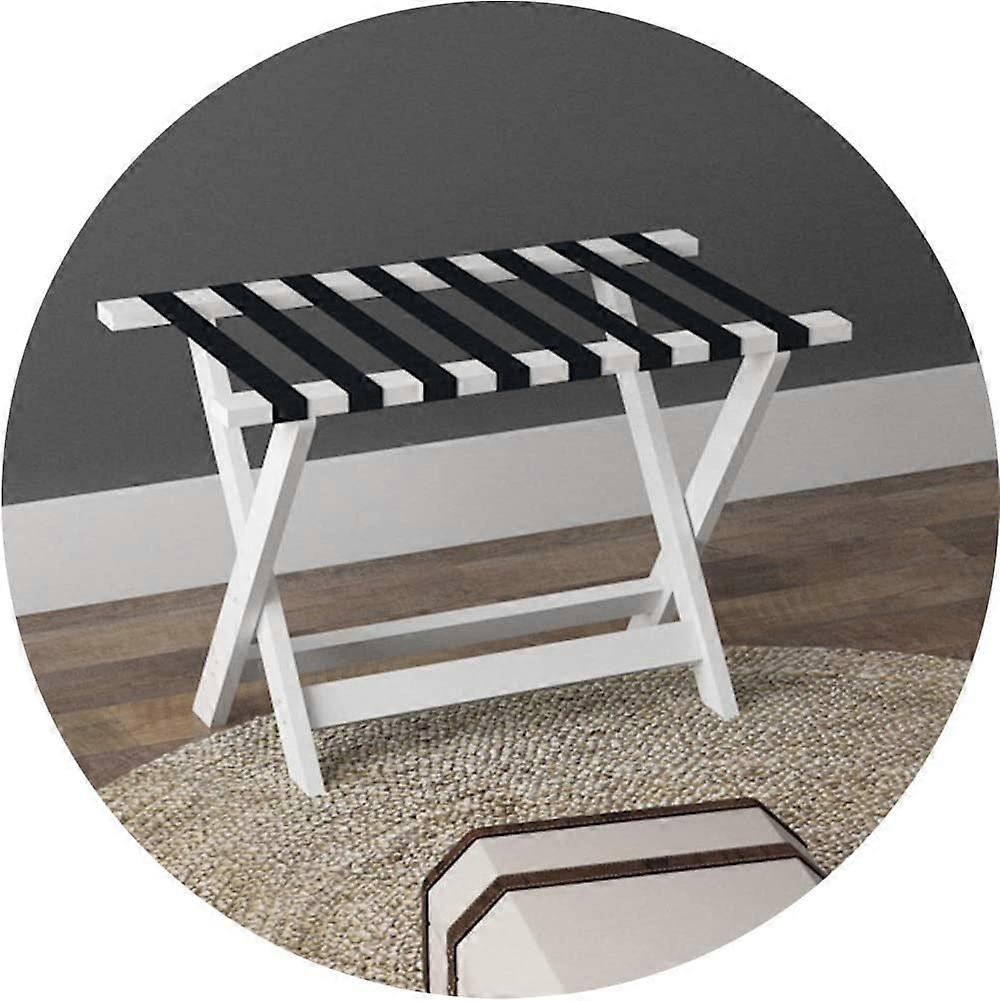 Foldable Luggage Rack, Solid Wood, Collapsible Suitcase Stand, Compact Design, White