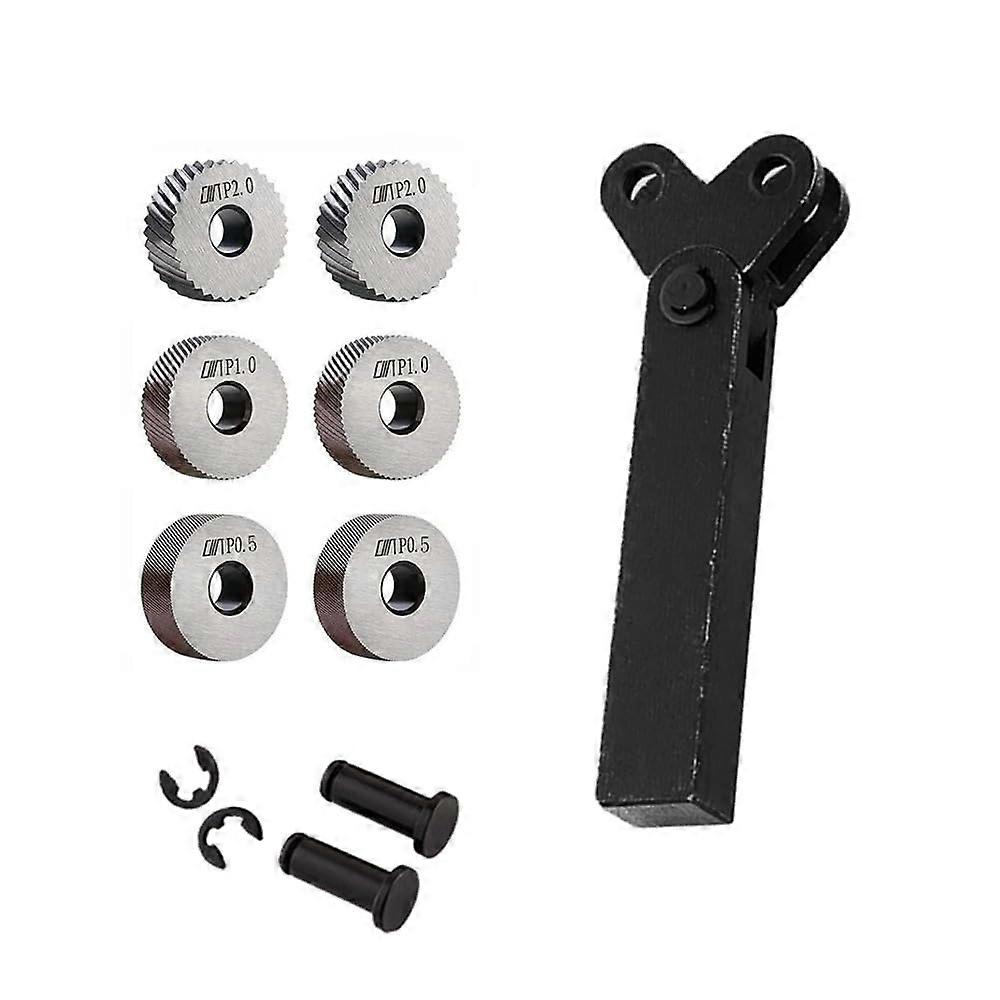 7 Piece Precision Machining and Surface Texture Knurling Tool Kit: Dual Wheels with 0.5mm, 1mm, 2mm Pitch and 1 Knurl