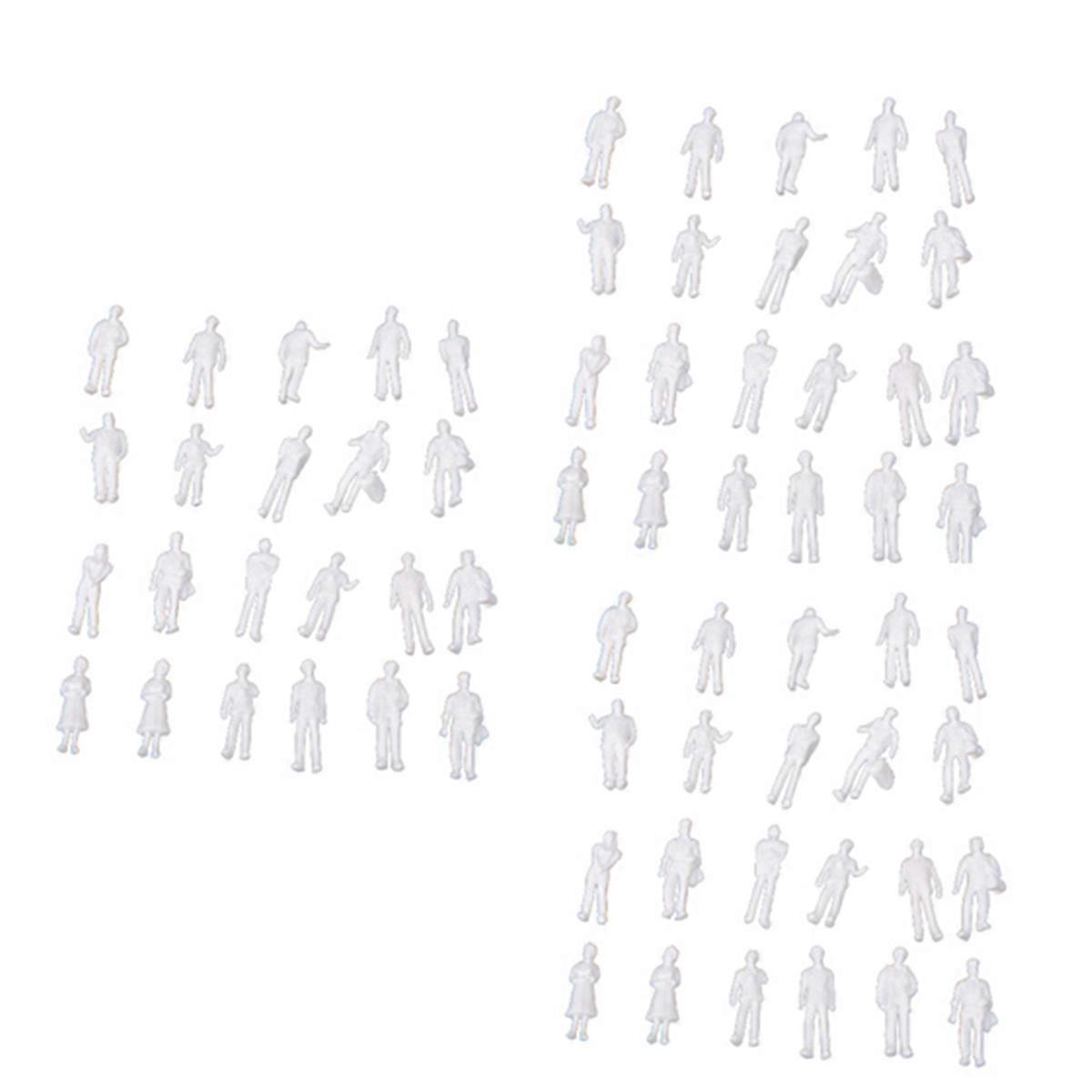 100pcs HO Scale 1:100 White Model People Unpainted Train Figures