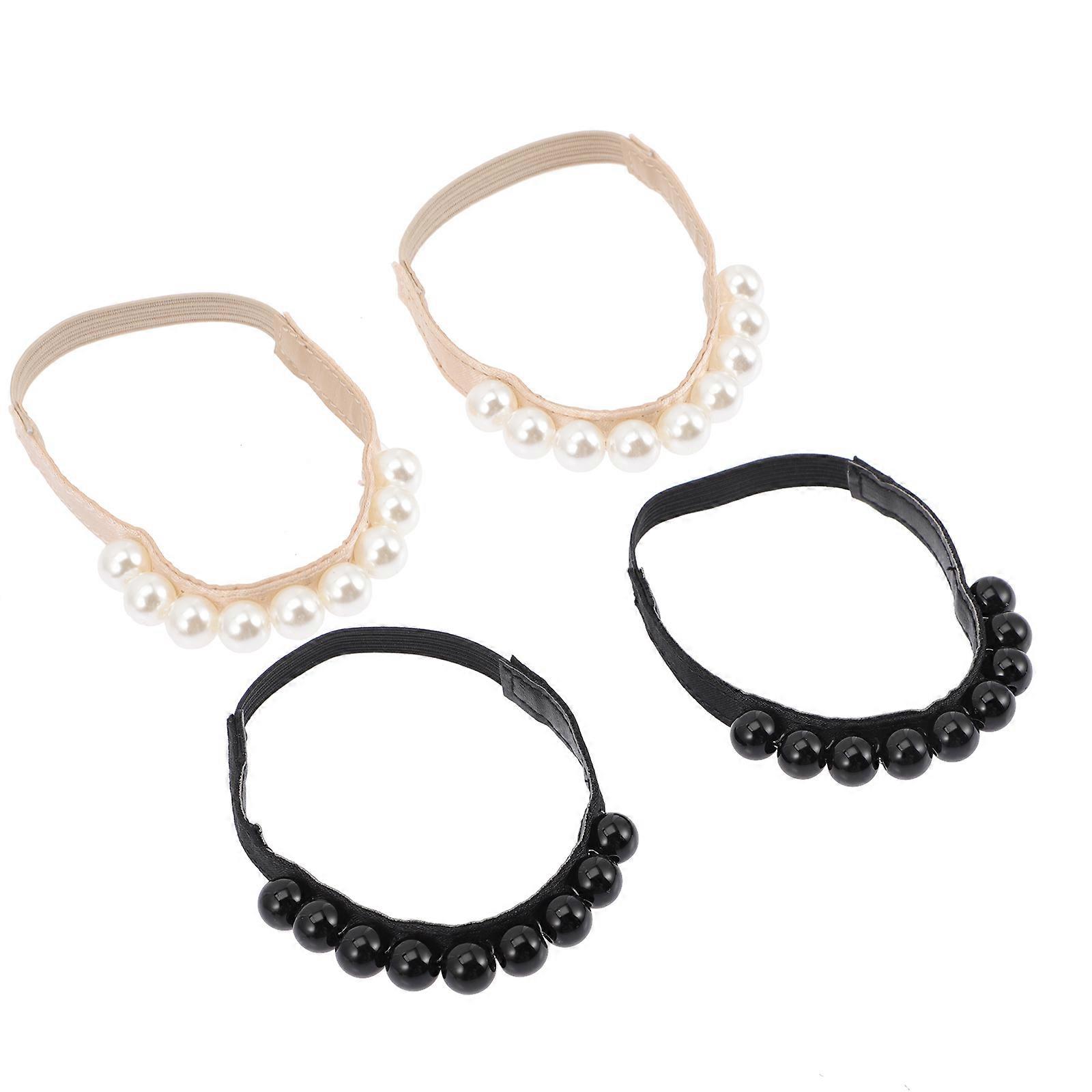 Elastic Ankle Straps for High Heels Detachable Shoe Straps with Pearl Embellishments Durable PU Fashion Accessories for Women