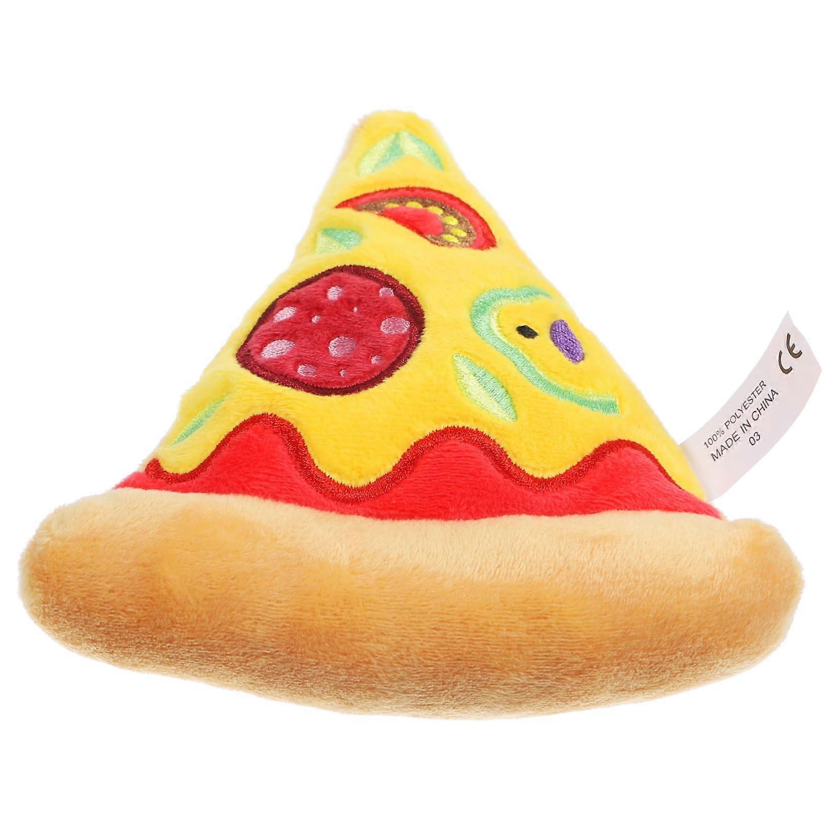 Hamburger Toy for Dogs, Squeaky Plush Pizza Shape, Textured Chewy Toy, PP Cotton, Ideal for Puppies and Chewers