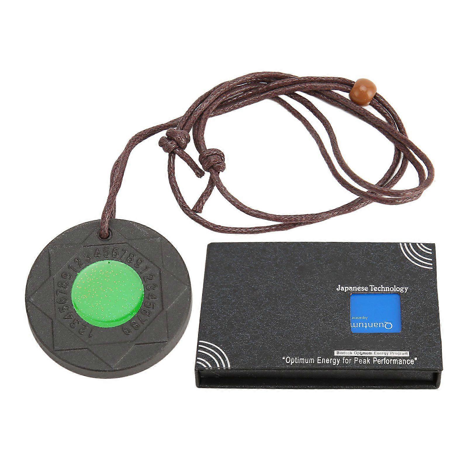 Volcanic Lava Energy Stone Pendant Green Core Promote Circulation Adjustable Round Shape Negative Ion NecklaceYMMR)