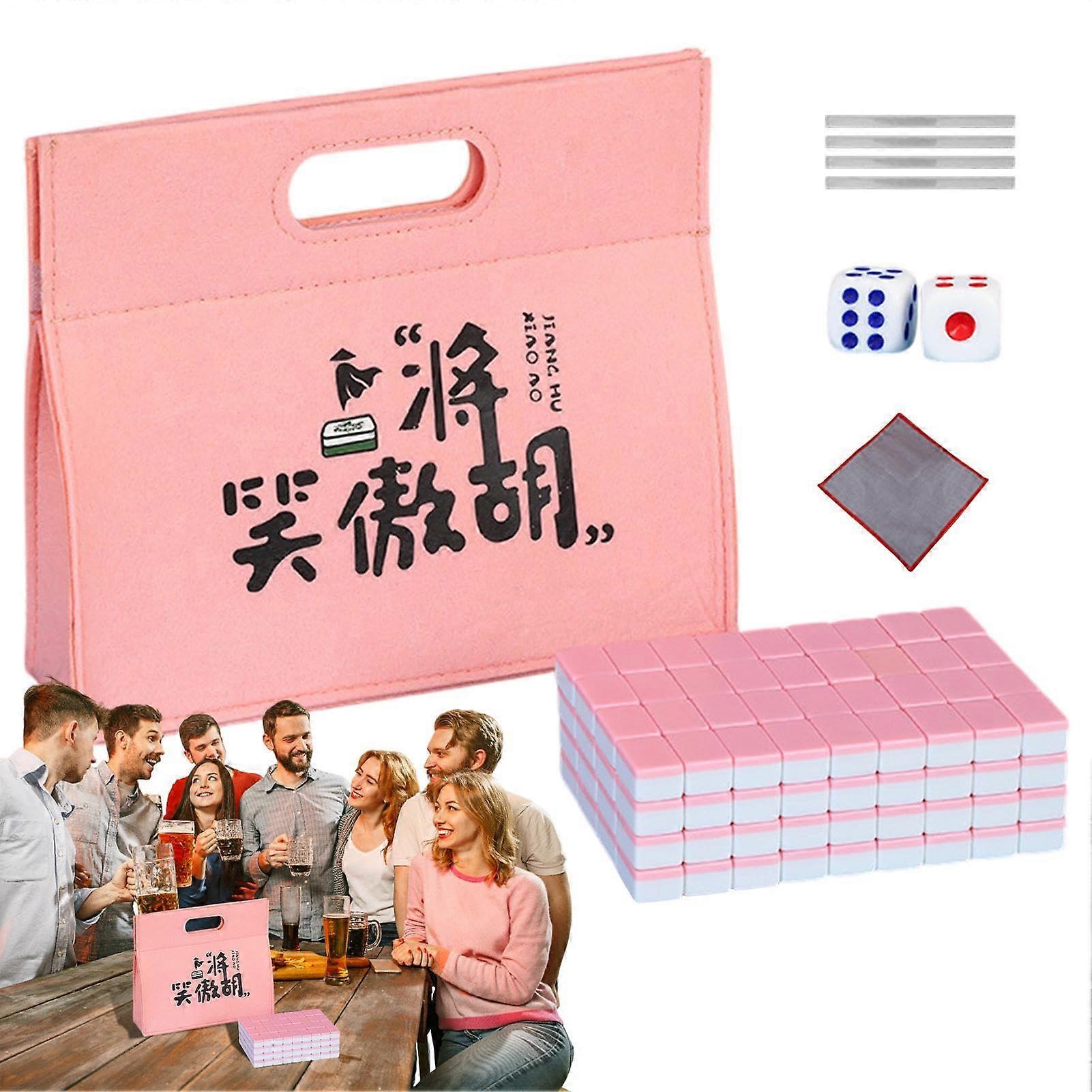 Portable Mahjong Game, Chinese Mahjong, Small Tiles, Includes Carry Bag