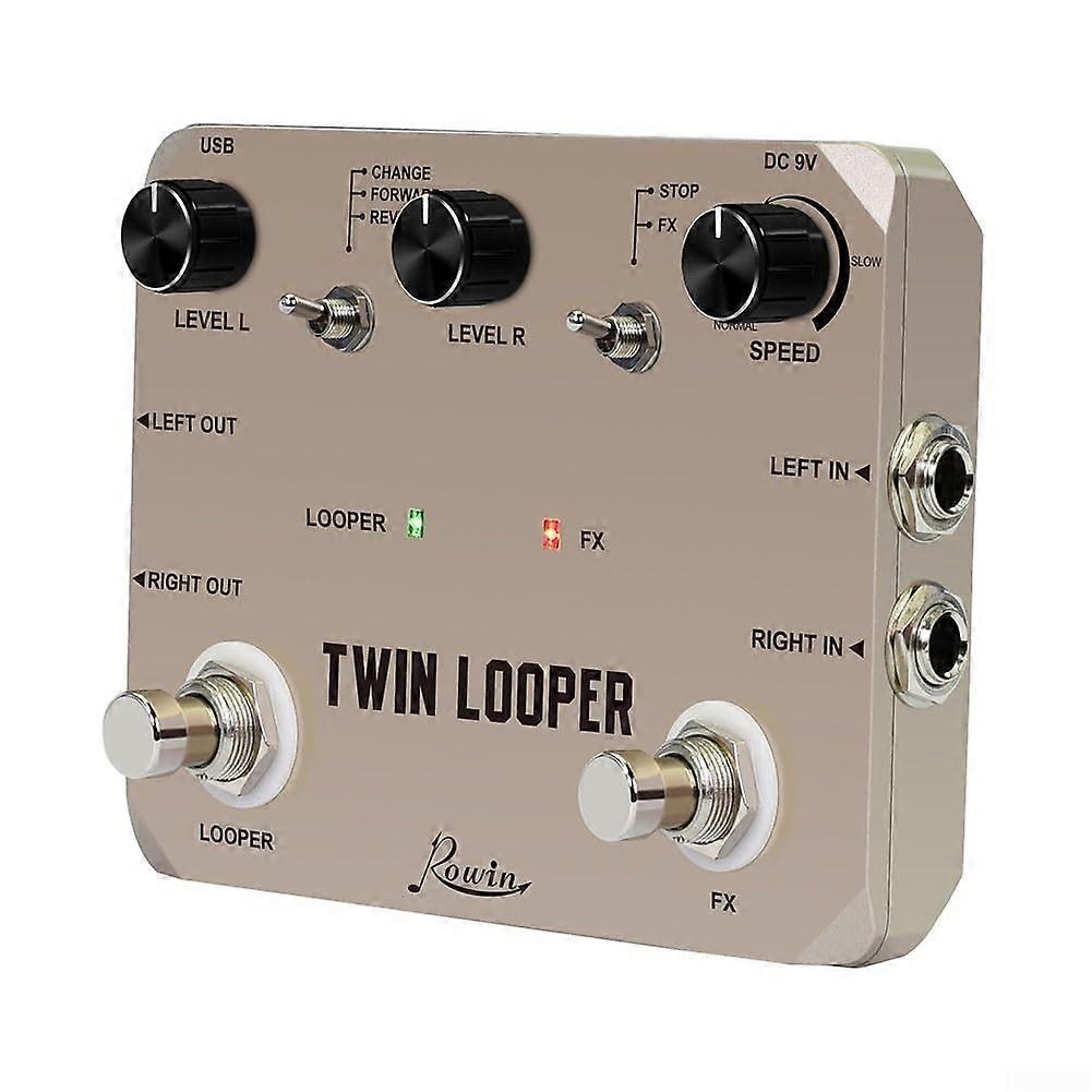 Rowin Twin Looper Pedal, 11 types, True Bypass, Stéréo, Boîtier en métal