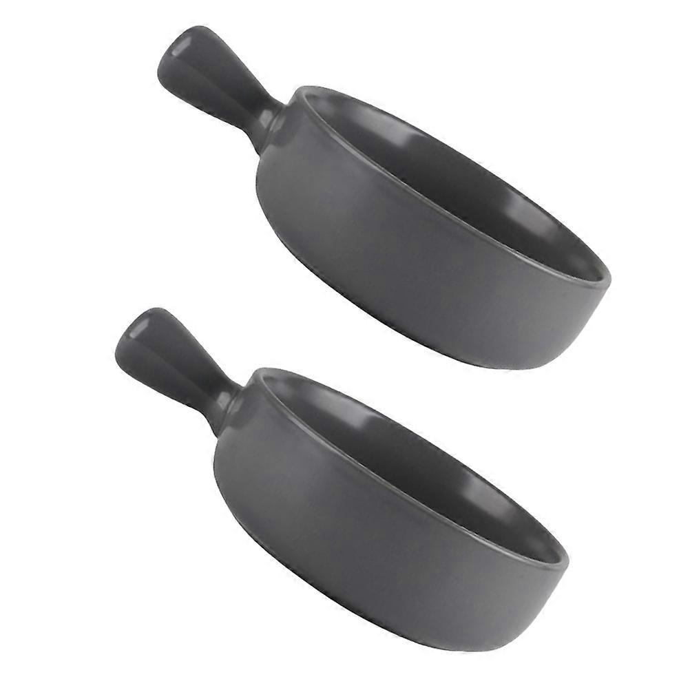 Baking Ware Ceramics Fruit Plate with Handle for Friends Gathering Grey 8.3×6.1×2.2in and Safe 2Pack