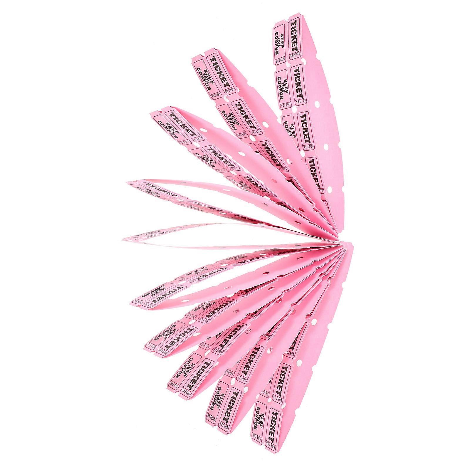 Holiday Raffle Tickets Carnival Roll Tickets For Raffles Drawings Pink 5.00X2.50X0.10Cm Paper Game Ticket Inclusion 100Pcs