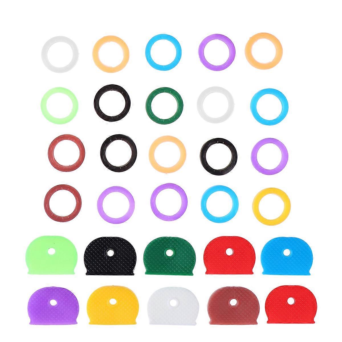 Simple Design Key Covers Protective Waterproof Dustproof Color Coding Key Identification Assorted Color 2.5x2.5x0.5cm 80Pcs