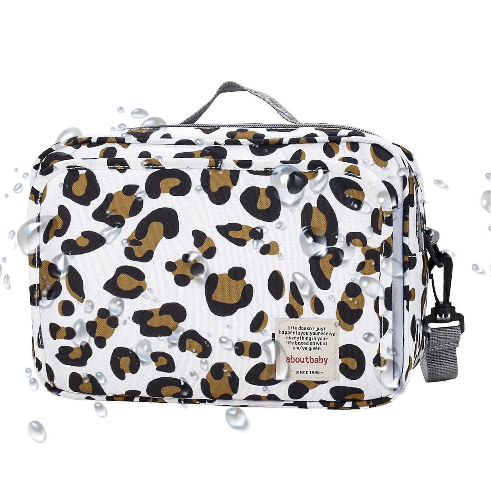 Storage Bag for Pushchairs - Waterproof Nappy Bag with Secure Straps, Removable Diaper Organizer, Leopard Pattern, Multiple Pockets for Phone and Keys