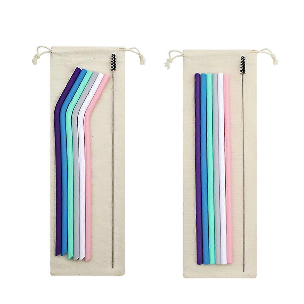 Silicone Straw Reusable Foldable Drinking Straws Portable Party Straws Multi Colored Curved 2Set
