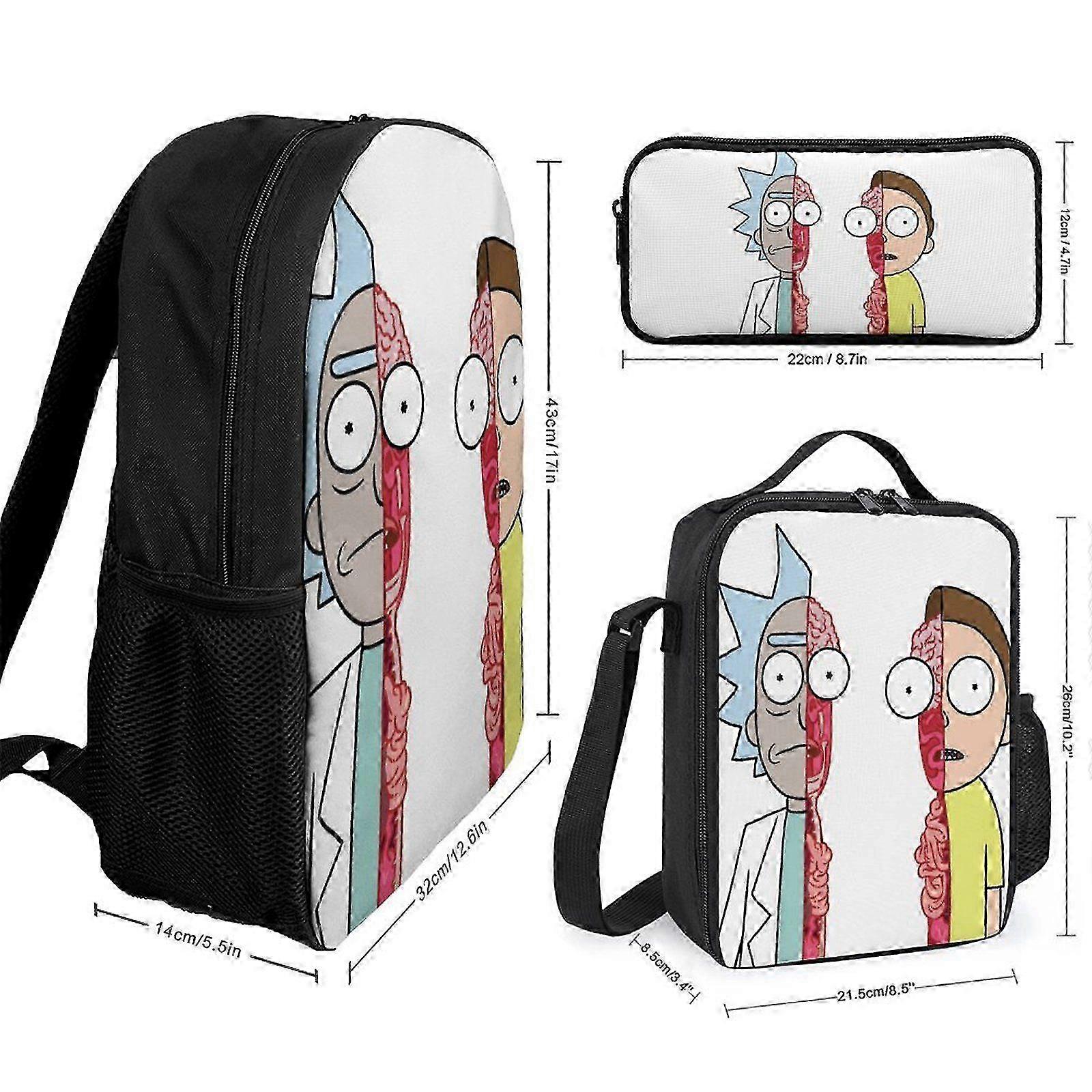 2025 q79 Rick and Morty Season  Backpack Study Smart System Organized Bookbag with Brain Food Lunch Kit e79