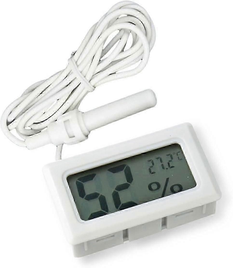 XHX in 1 Built-in Digital LCD Thermometer Hygrometer with External for Poultry Aquarium Reptile Incubator - White