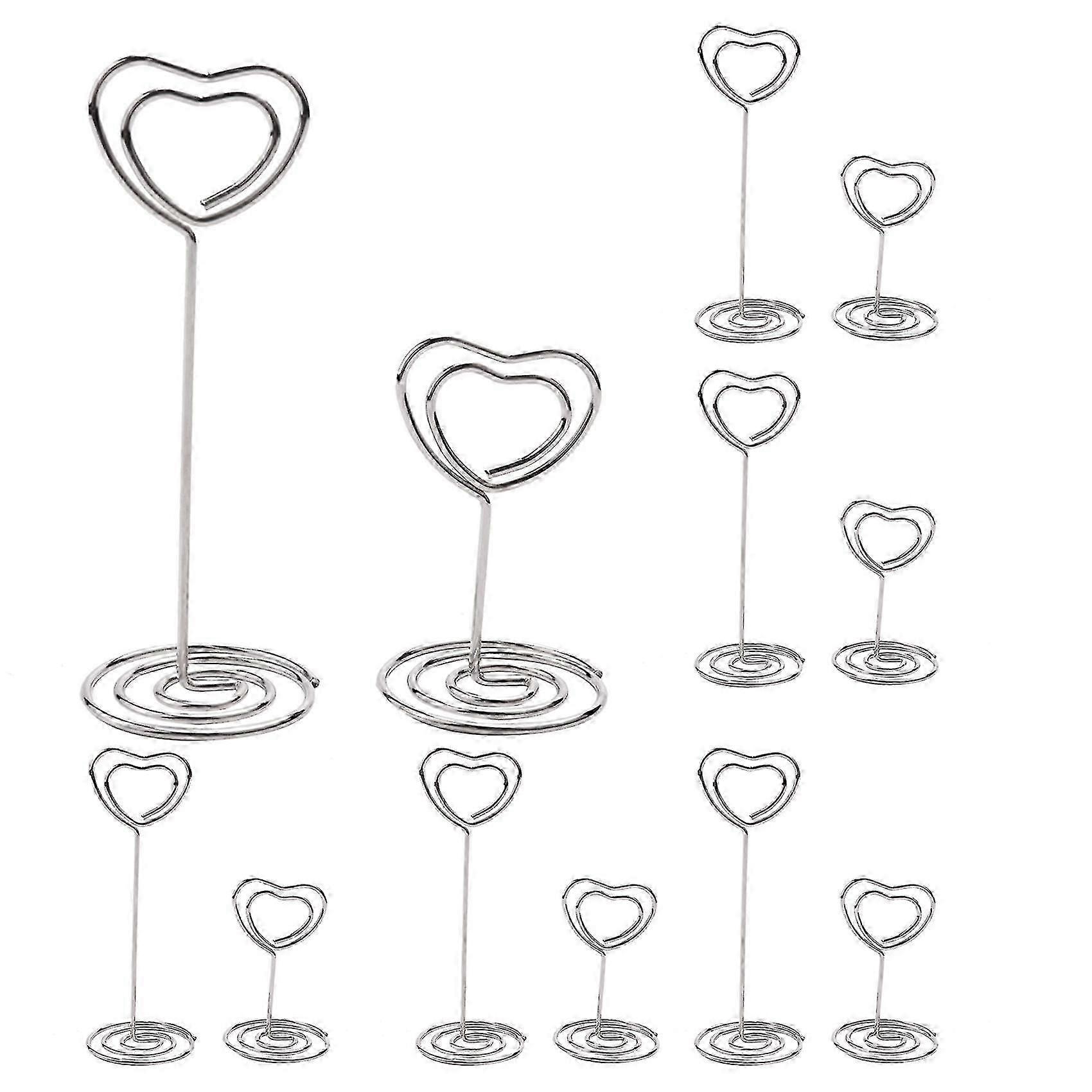 30 Pcs Card Holder Heart Shape Table Stand Wire Tabletop Photo Holder Clips For Wedding Party Numbe