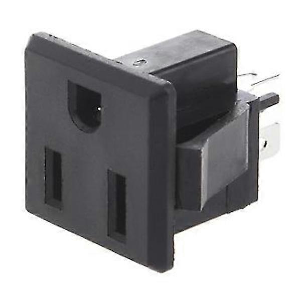 AC 125V 15A Panel Mount US Socket Power Outlet Black