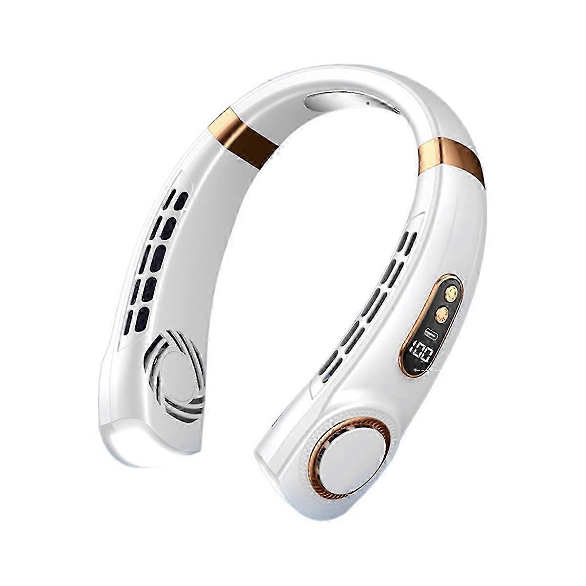 Draagbare nekventilator, oplaadbare handsfree ventilator, wit