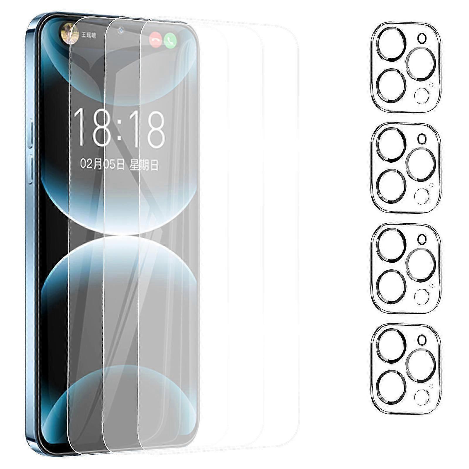 for iPhone 15 Plus 3 Pack Soft Hydrogel Film Screen Protector +3 Pack Camera Lens Protector, Upgraded Non-breakable Flexible TPU(NOT Glass)