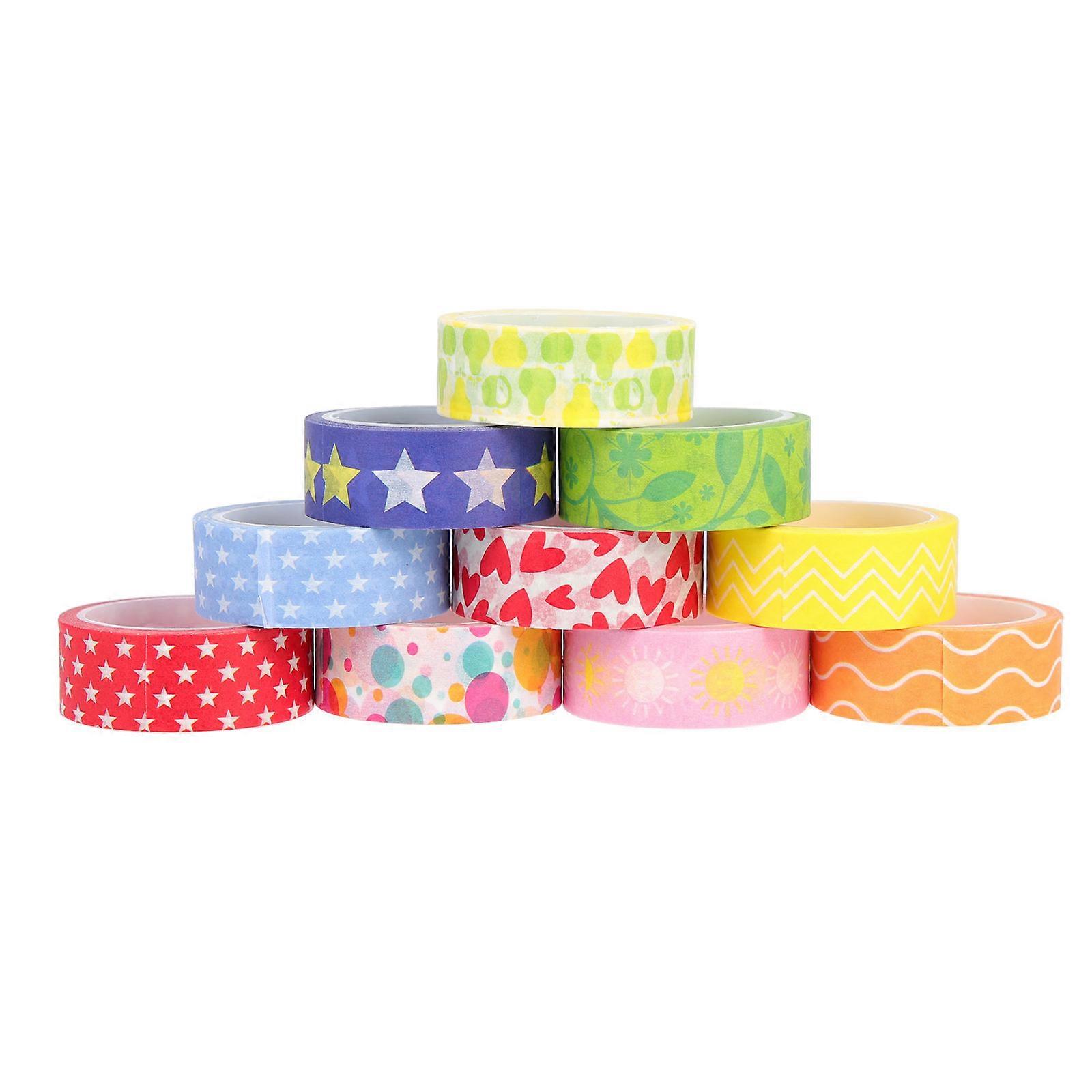 Scrapbook Tape Christmas Washi Tapes Assorted Colors 15.50X4.00X4.00CM Decorative 10 Rolls Per Set