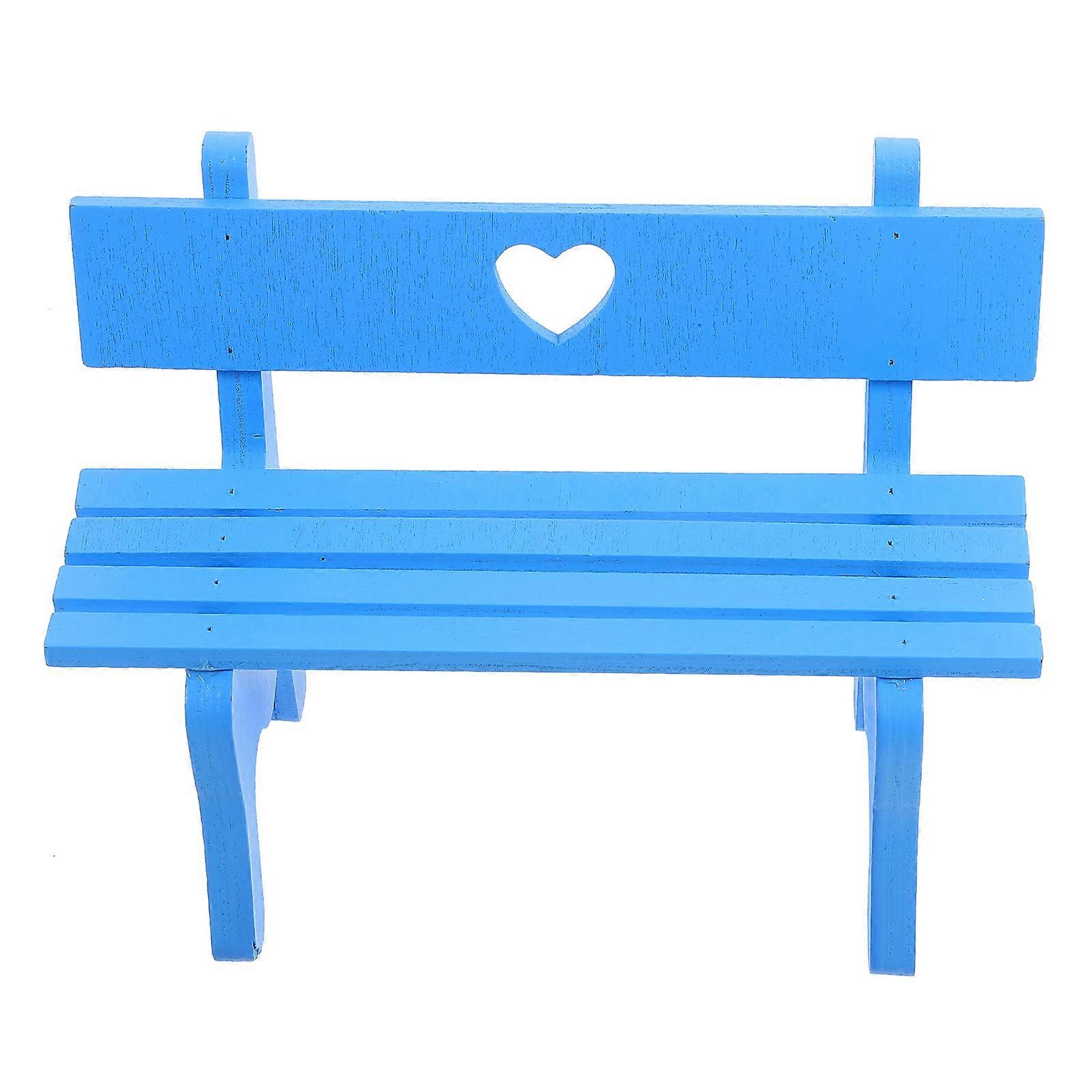 Blue Mini House Bench Synthetic Material High Simulation Decoration Furniture for Model Landscape 1PC