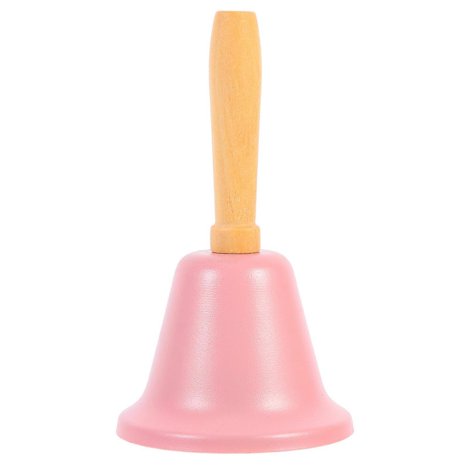 Pink Santa Claus Metal Hand Bell with Wooden Handle – Ergonomic, Resistant, Clear Sound, Portable Manual Call Bell for Christmas Home Party Decoration