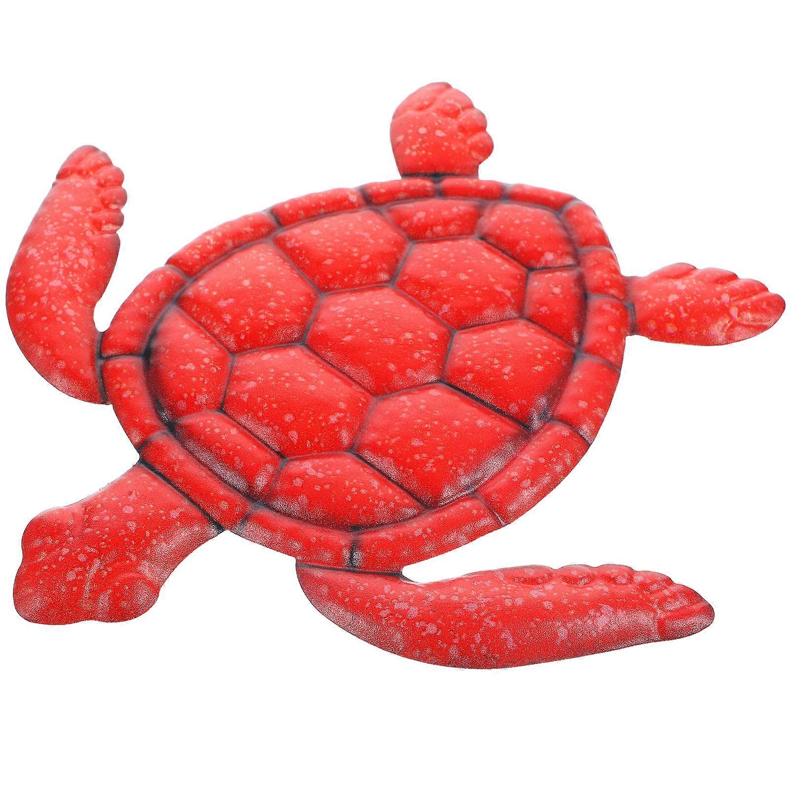 Iron Turtle Pendant Wall Art Decor for Indoor Outdoor Use with Red Color and 3D Effect