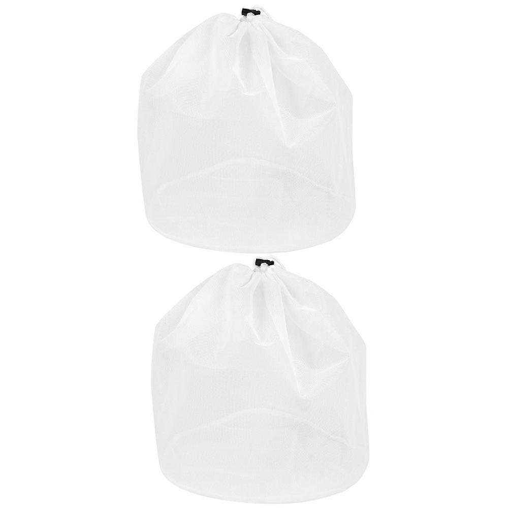Large Mesh Laundry Bag for Storage with Drawstring Design Made of Polyester White 2 Packs