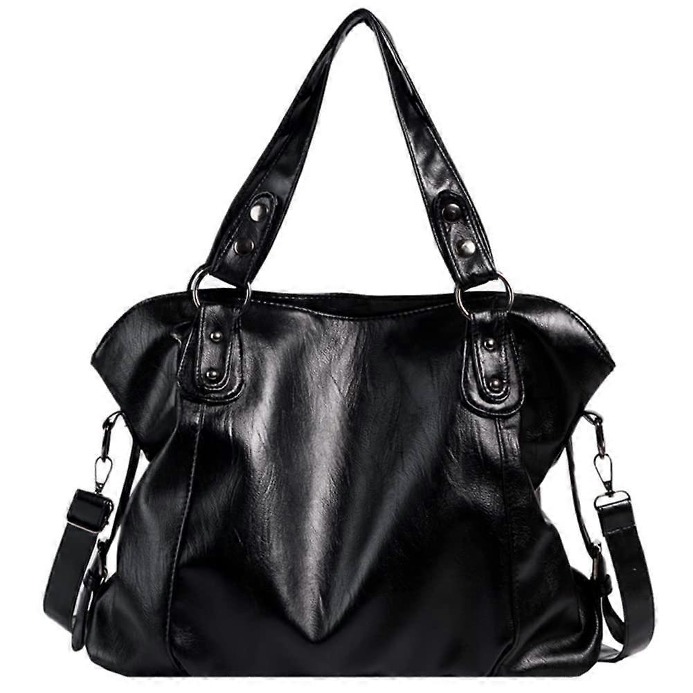 Womens Shoulder Bag Large Size Hobo Shoulder Bag Soft Plain Material Black Travel Shopper Mum Tote