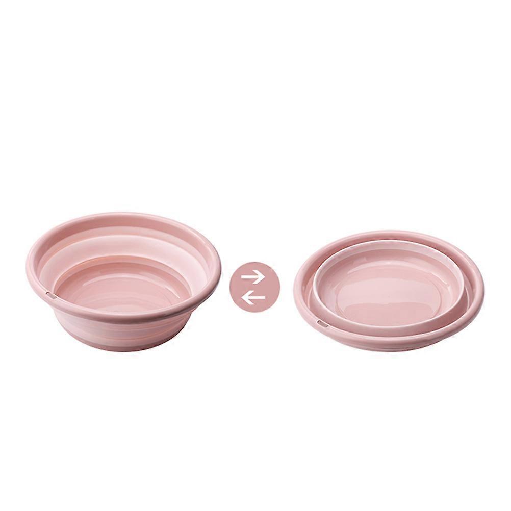 Mini Collapsible Portable Basin 2pcs Folding Bucket for Camping Fishing and Car Washing Washbasin (Pink)