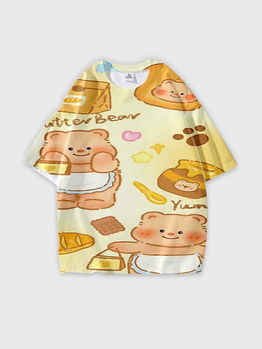 T-shirt round neck Pattern loose short sleeve O226