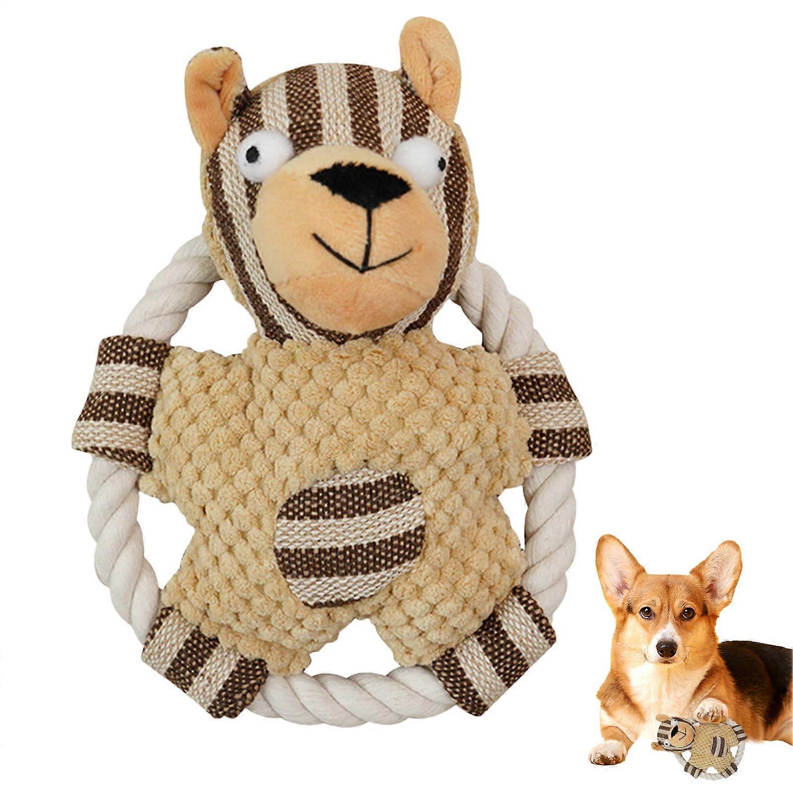 Dog toy with squeaker, interactive for indoor use, teeth cleaning, calming, medium and large breeds