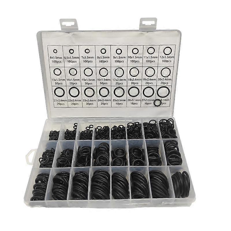 1200pcs Rubber O Ring Assortment Kit 24 Sizes High Temperature Resistant Nitrile Rubber Waterproof