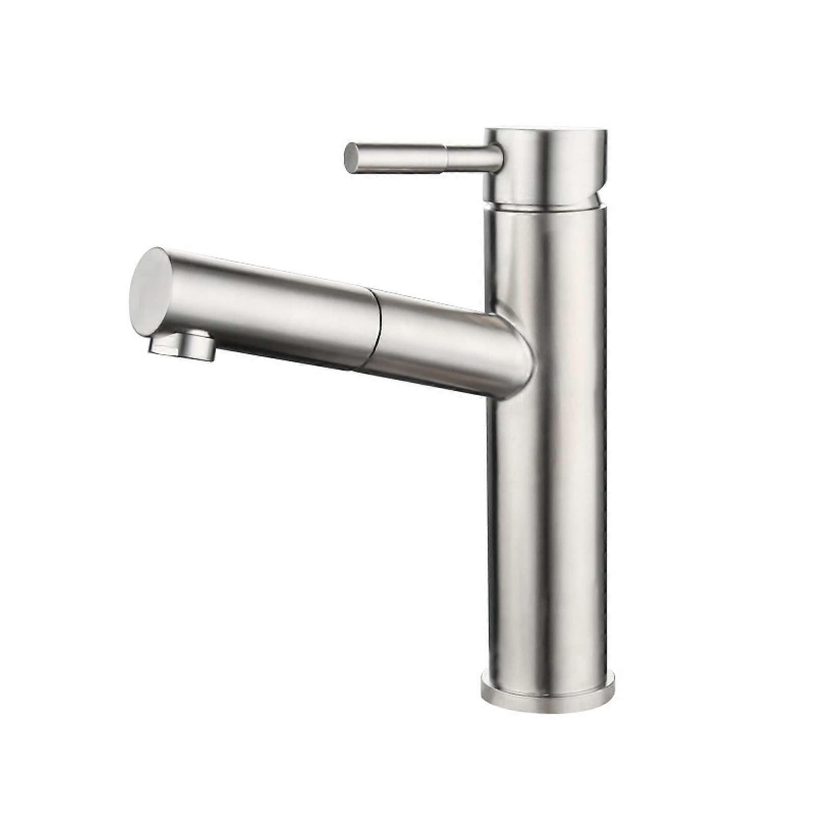 Extendable faucet for the bathroom, brushed, hot and cold, 360° swivel, singlehandle mixer for hot and cold water