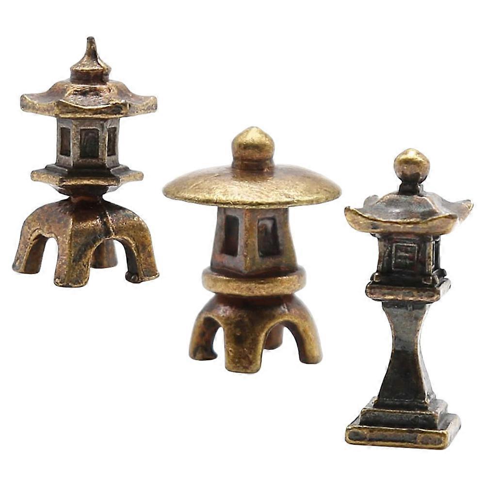 Golden Copper Mini Statue for Decoration Classic Design 3Pcs