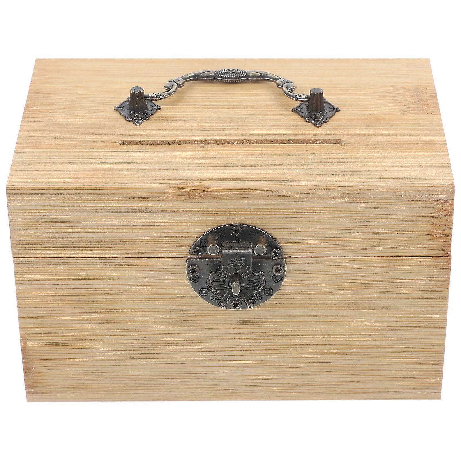 Practical Bamboo Piggy Bank for Bedroom Coin Storage Container Kids Money Holder 1 Set