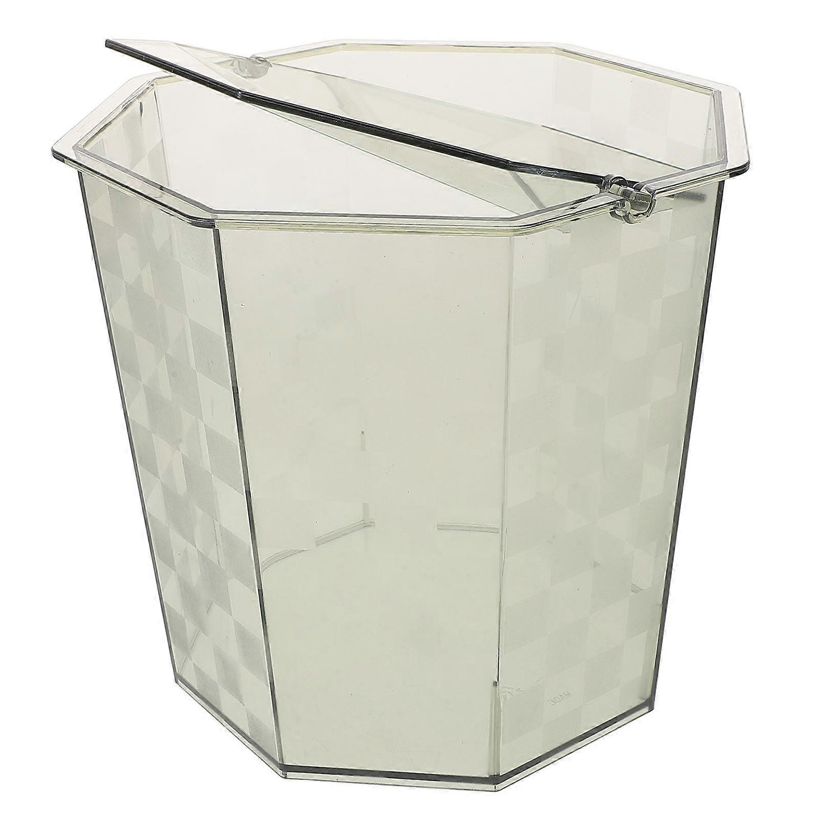 Grey Office Trash Bin Acrylic Material for Desktop Waste Container Small