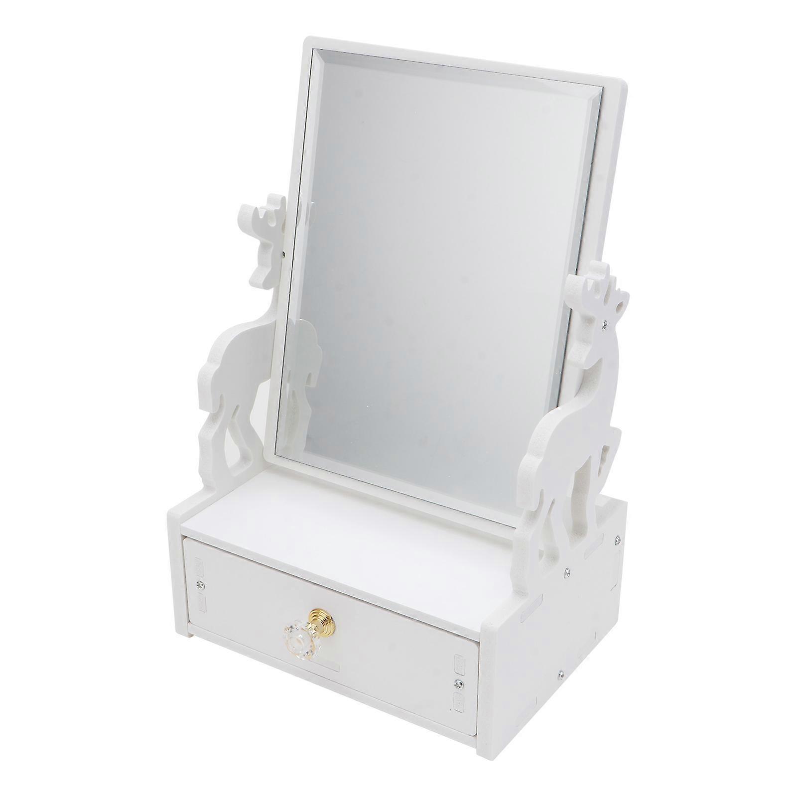1 Pc Desktop Vanity Mirror with Drawer Rotatable for Women Makeup