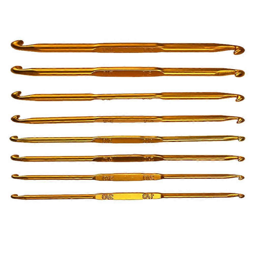 8 in 1 Double Head Crochet Hooks Set 1 Set Aluminum Alloy Knitting Needle for Home School Golden