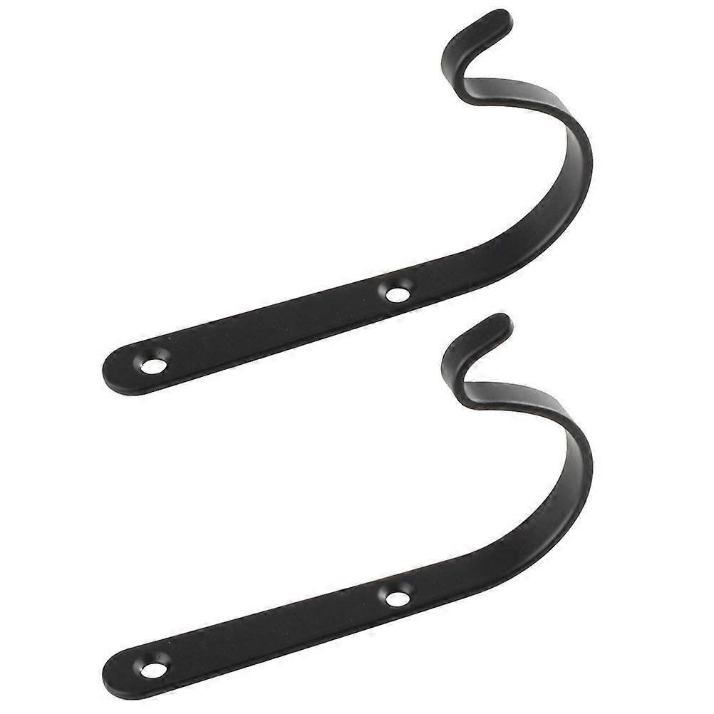 Iron Wall Hooks for Storage Use Black Color Durable and Rustproof 2 Pcs