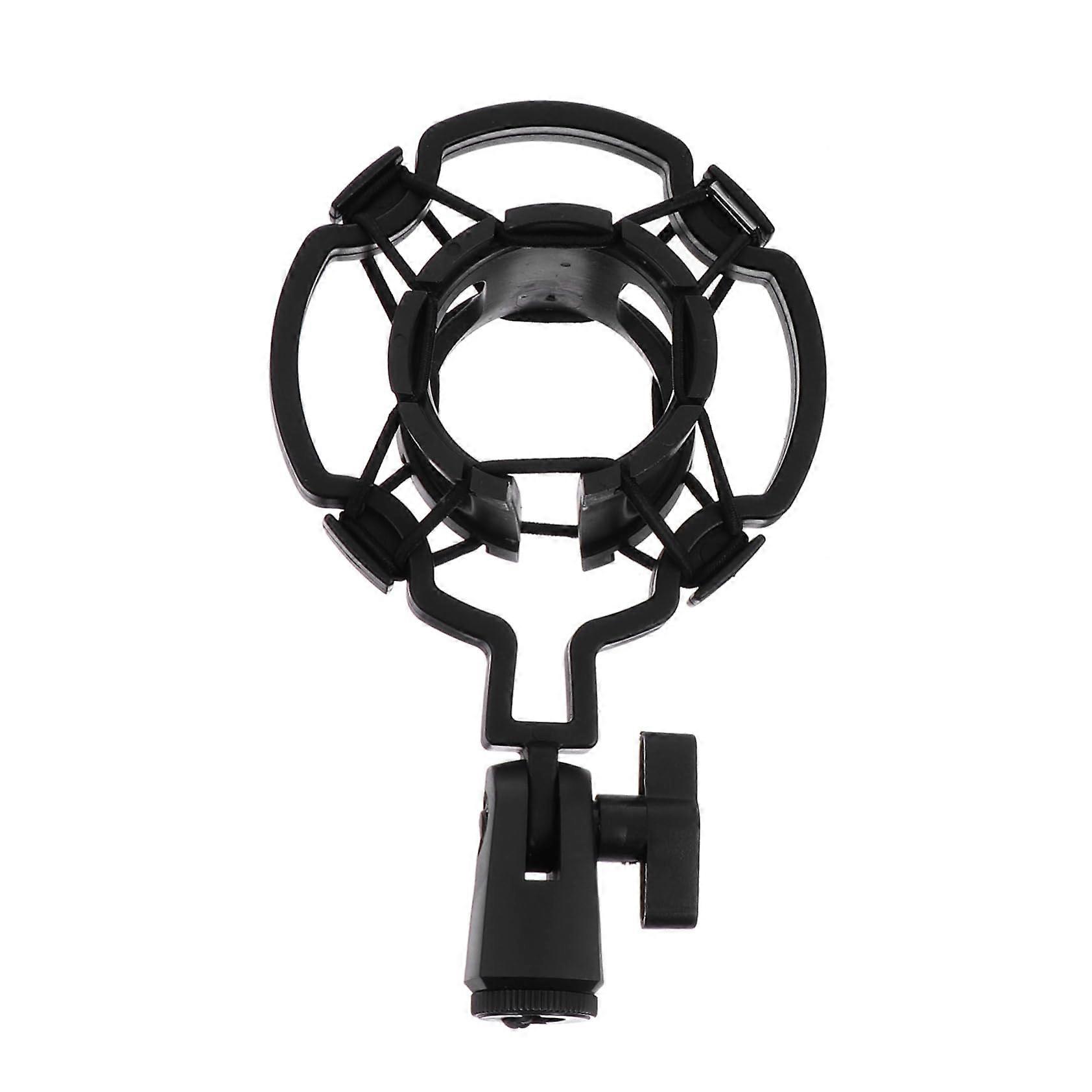 Microphone holder with antivibration design, compatible with condenser microphones, easy to mount for recording studios and radio booths.
