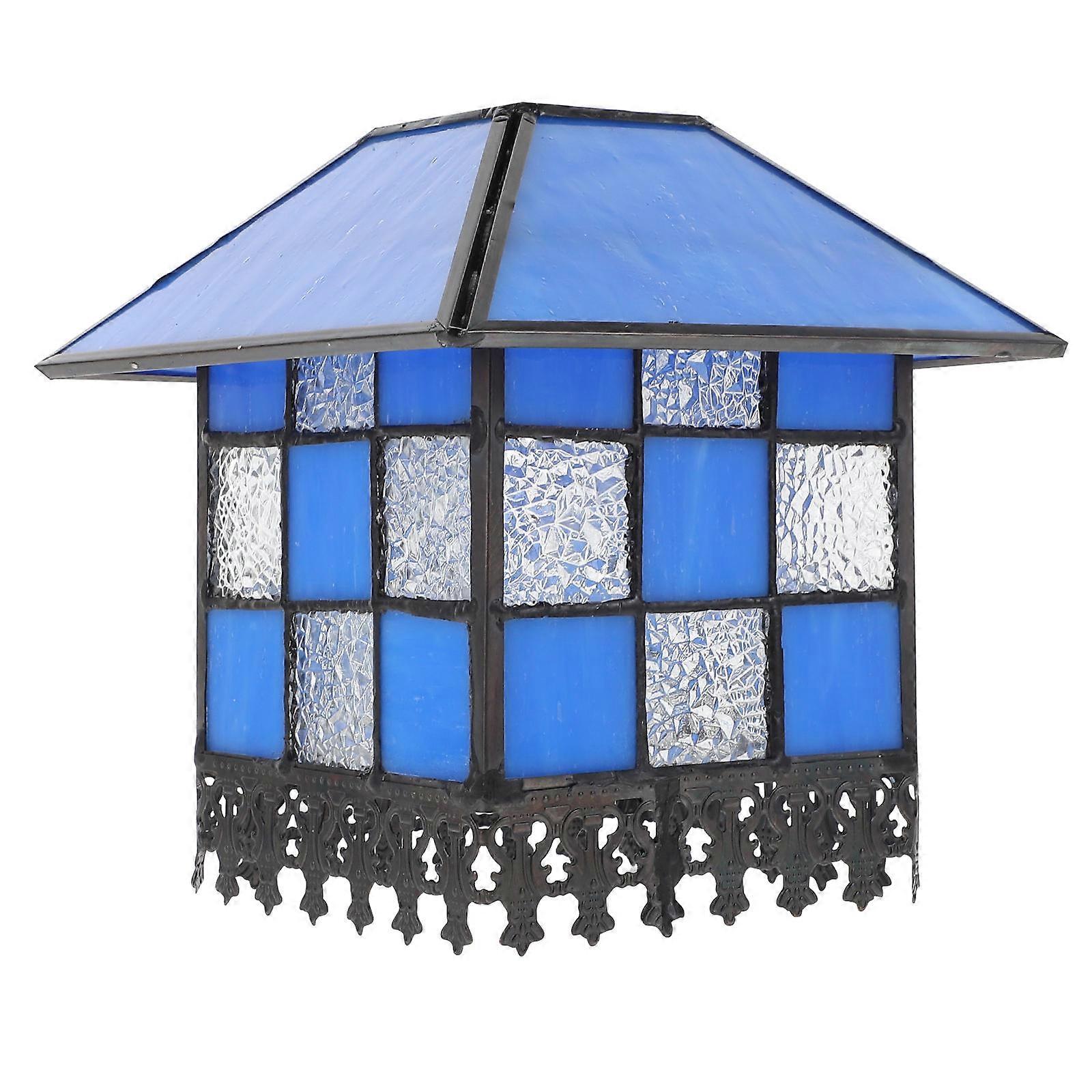 Ceiling Lamp Glass Shade Ideal For Kids Room And Study With Square Shape In Blue Color 15X15CM Dust Protection 1Pcs