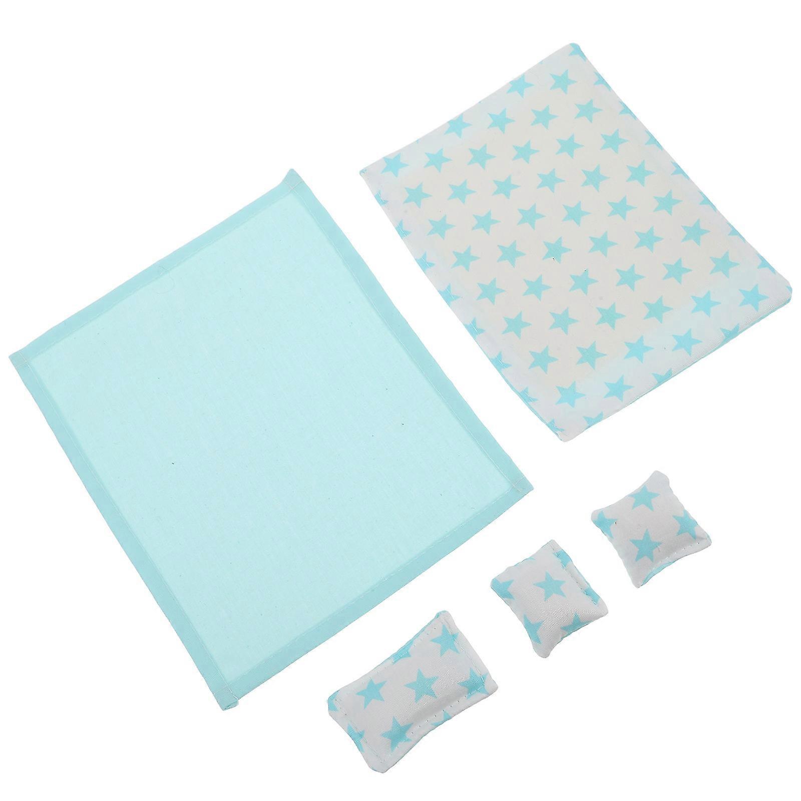 Miniature Dollhouse Bed Set with Pillows and Blanket – Realistic Blue Bedroom Bedding for Mini Dolls House, Easy Clean & Versatile Design