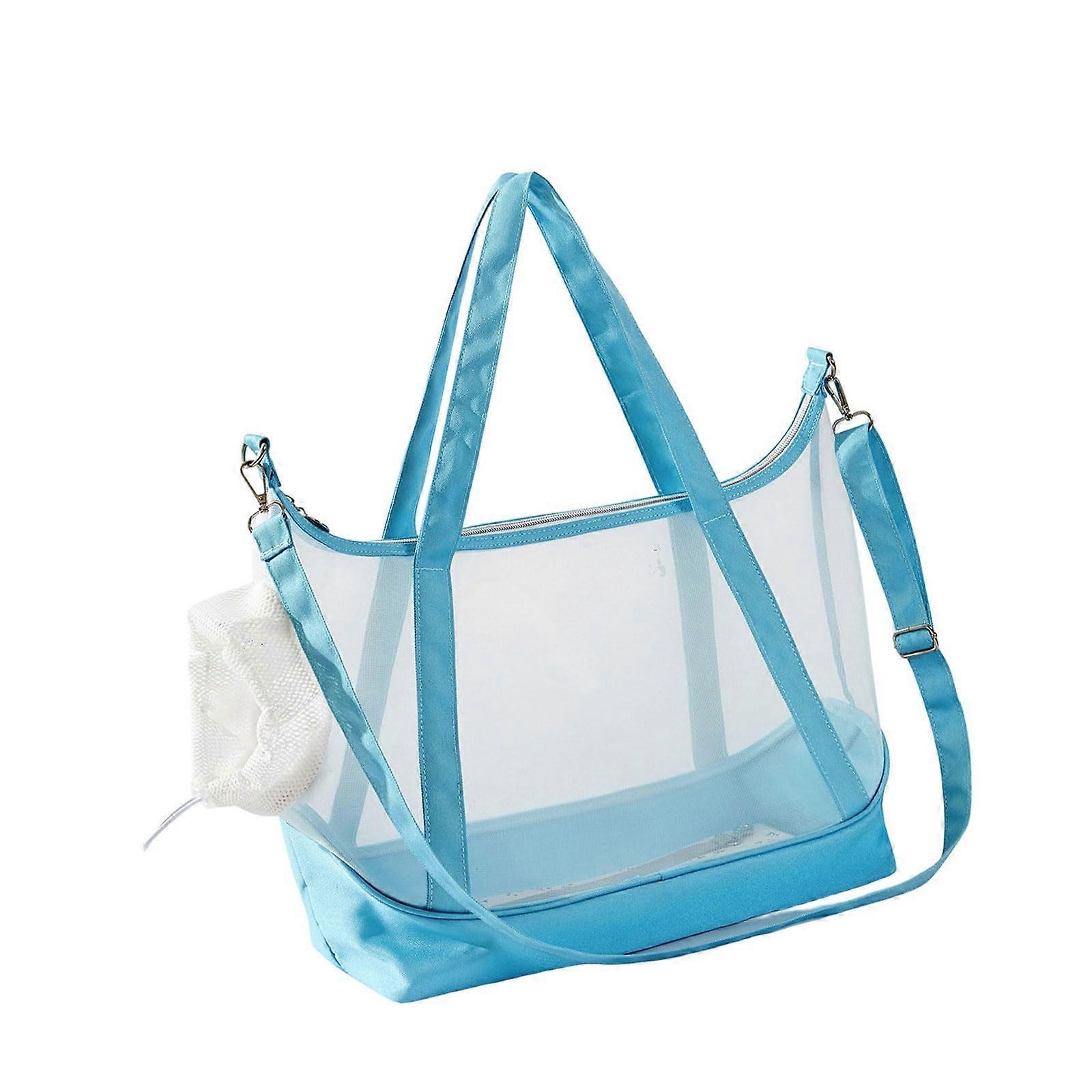Portable Pet Carrier Bag with Mesh Ventilation Safety Window Nylon Carrying Case for Cats Activity Cat Travel Lake Water Blue